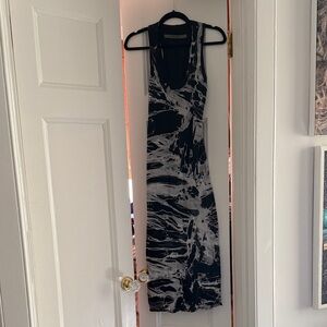 Enza Costa Black and Gray Midi Dress